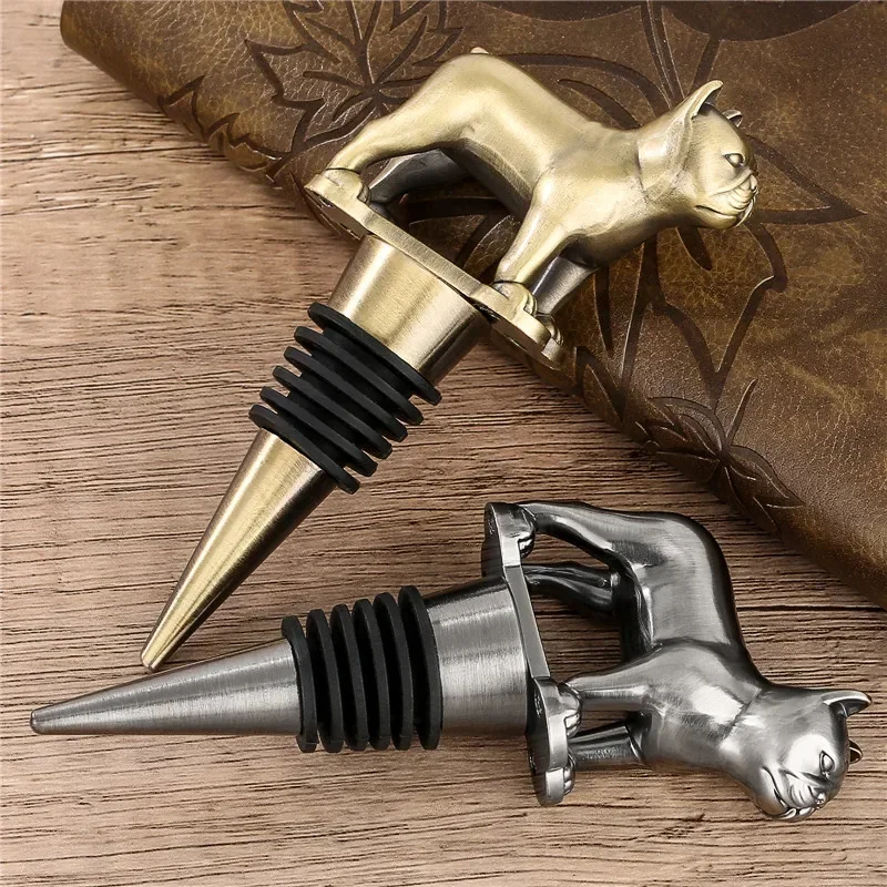 ユニークなフレンチブルドッグ型メタルワインストッパー、動物ボトルストッパー、シャンパンバーウェア、結婚式、パーティー、クラブ、レストラン用