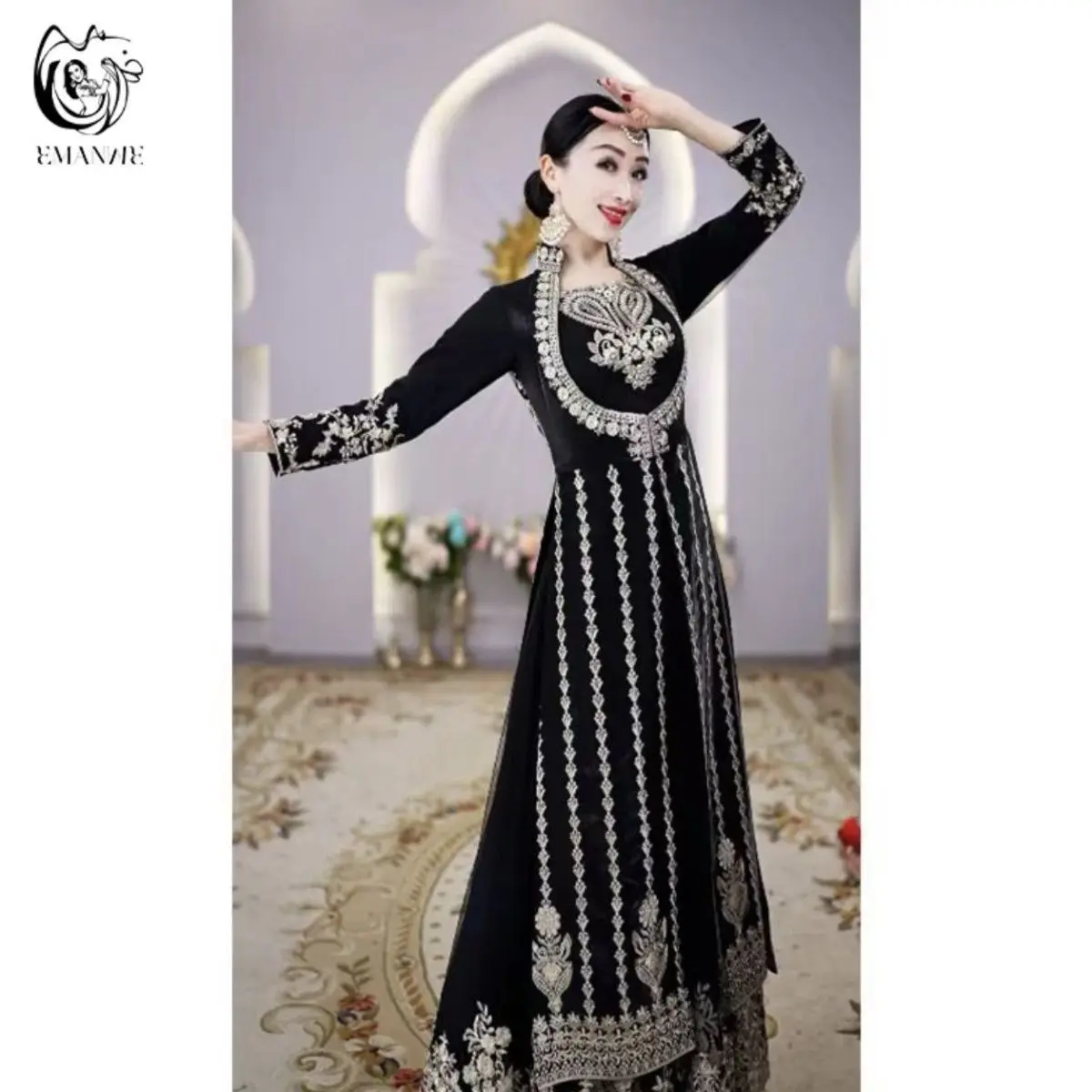 W3911 New Miao Xinjiang Costume Ethnic Minority Tujia Stage High end Dress Photography Dance Outwear