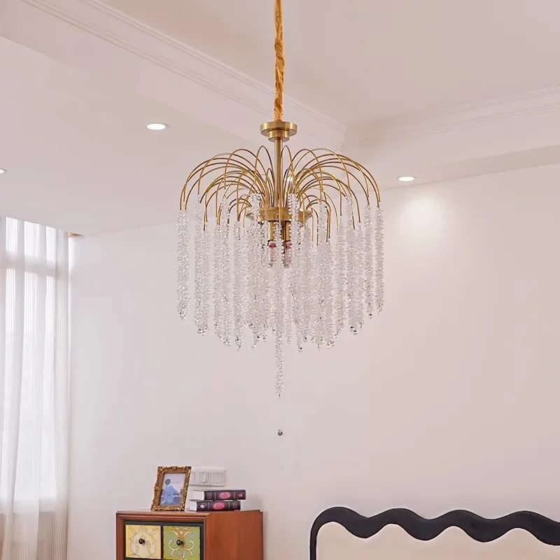 French Romantic Living Room Branch Chandelier Crystal Hanging Pendant Lights Designer Bedroom Dining