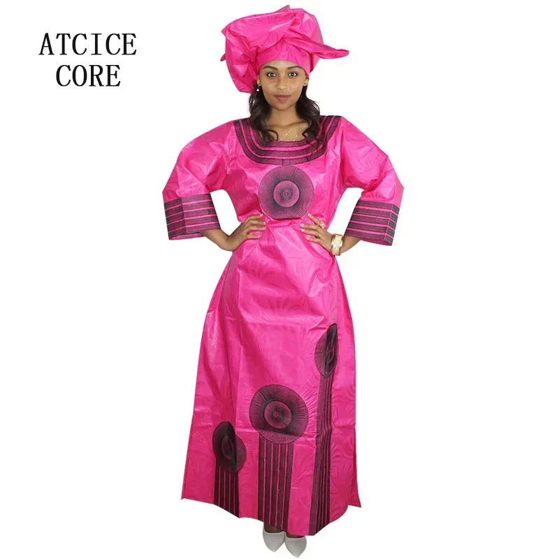 African Dresses For Lady Bazin Riche Embroidery Design Big Size Long Dress With Scarf