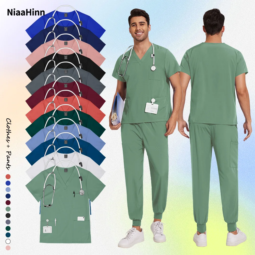 niaahinn-uniforme-de-enfermeira-masculino-manga-curta-tops-calca-jogger-uniformes-medicos-hospitalares-para-animais-de-estimacao-trajes-cirurgicos-multicoloridos-de-enfermagem