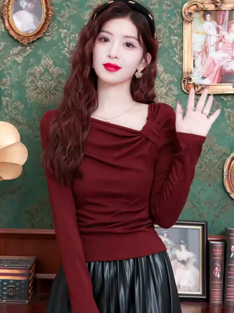 المرأة سليم صالح irt الخريف جديد Sle Ele Faionable مطوية طوق قاعدة irt تنوعا أعلى طويل Sve اللون