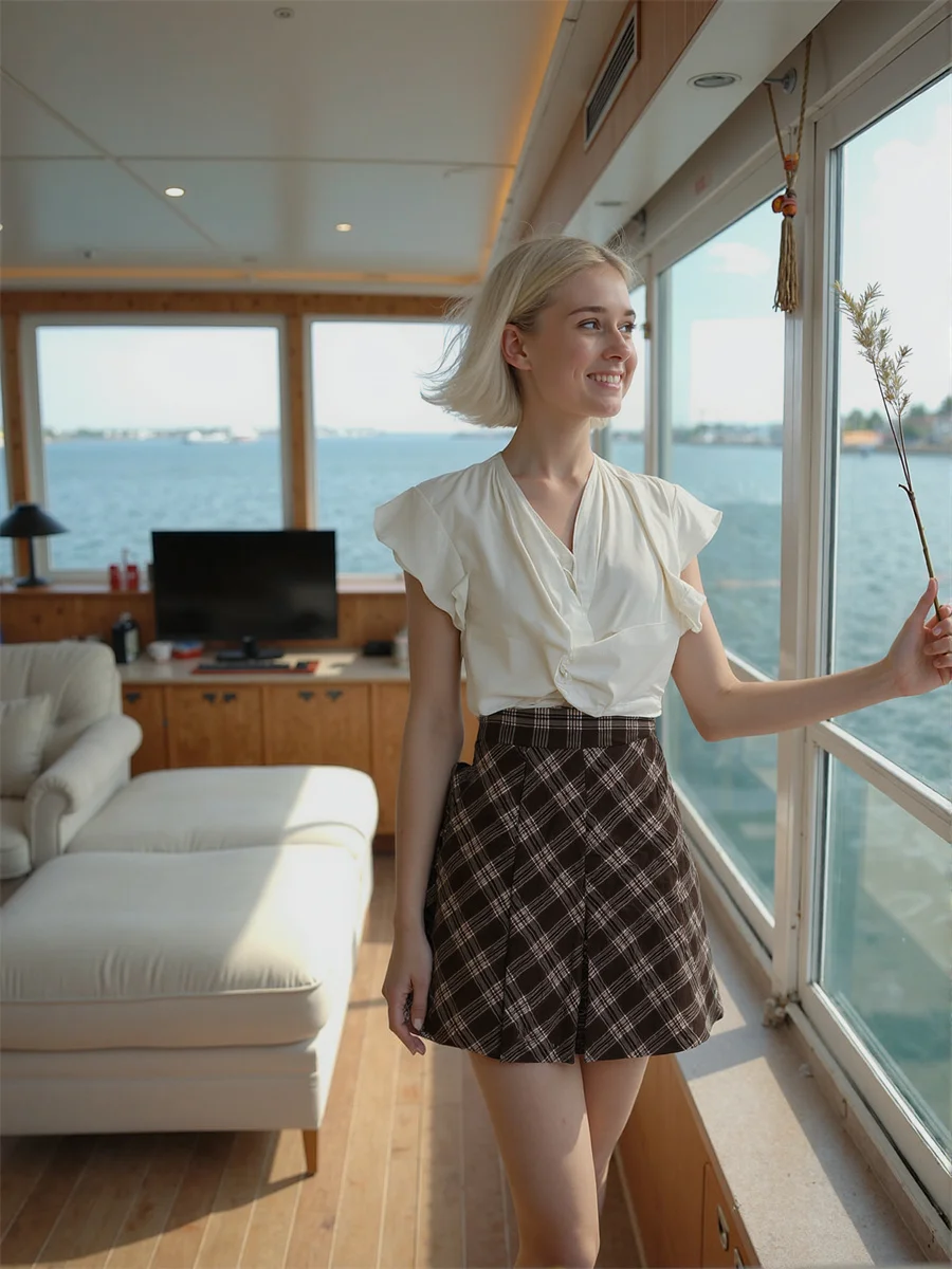 

Клетчатые коричневые юбки, женские эстетические многослойные простые складки, корейские юбки в стиле пэчворк, тюль, милые рюши, легкие, милые, новые