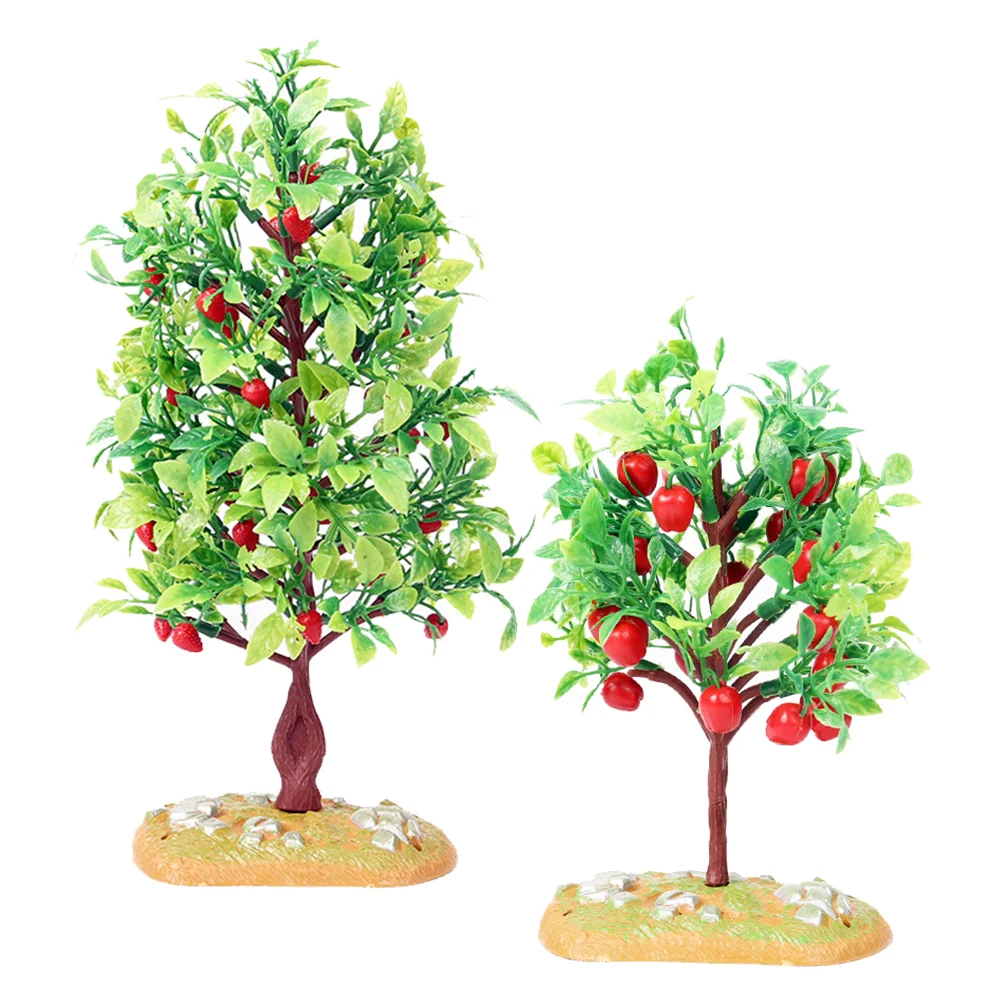 

2 Pcs Realistic Fruit Tree Model Plant Adornment Mini Trees for Crafts Simulation Landscape Decor Small Gardens Landscapes