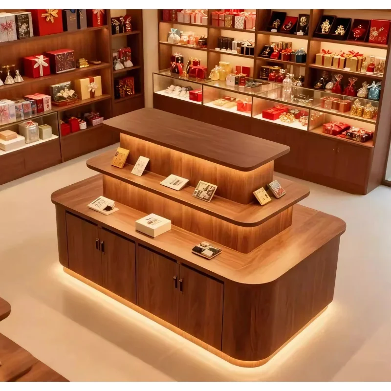 custom.Shop Display Cabinet, Department Display Cabinet, Miniso Shelf Customization, Multi-level Island Display Cabin