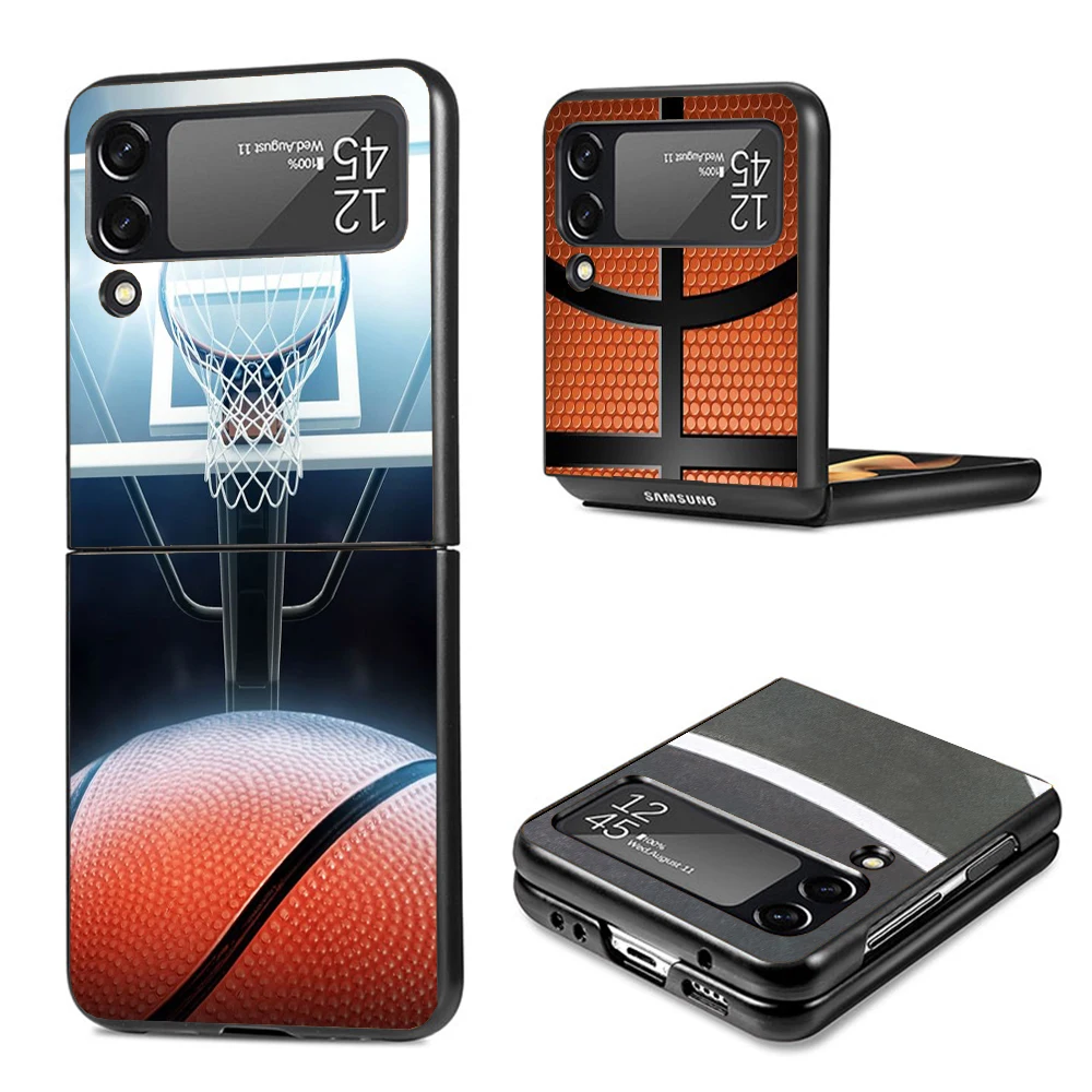 Basketball Basket Play Phone Case for Samsung Galaxy Z Flip3 5G Flip4 Flip5 Black Hard Cover Z Flip 5 4 3 PC Shell Zflip3 Coque