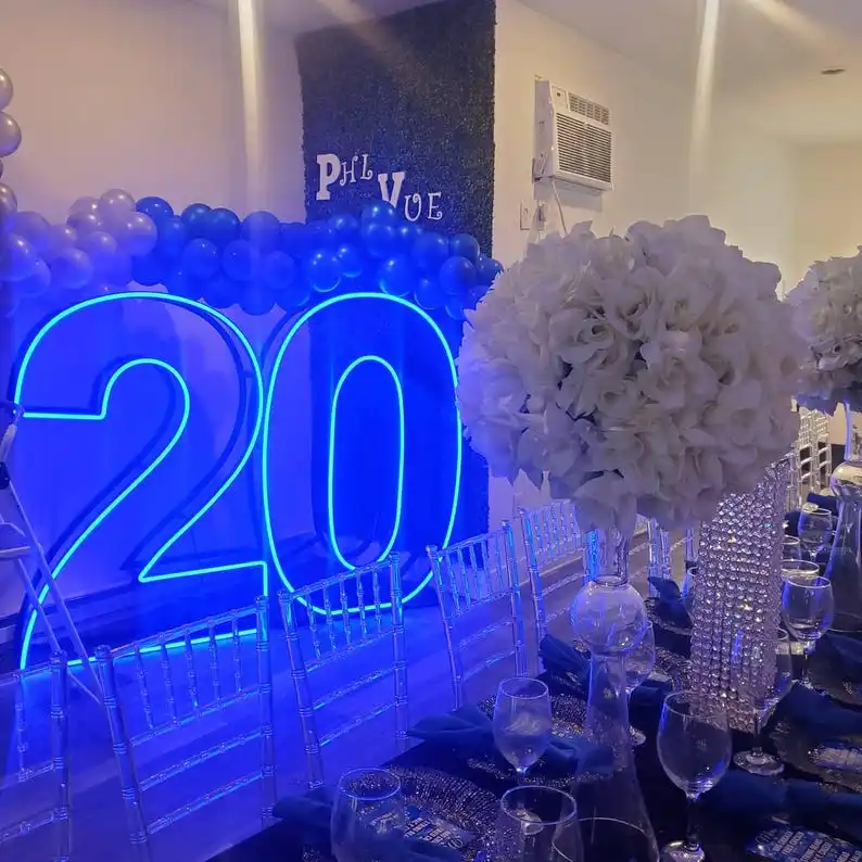 Customizable Holiday Party 3D RGB frame neon number Letters Light Up 0-9 stand light for birthday For wedding party event decora