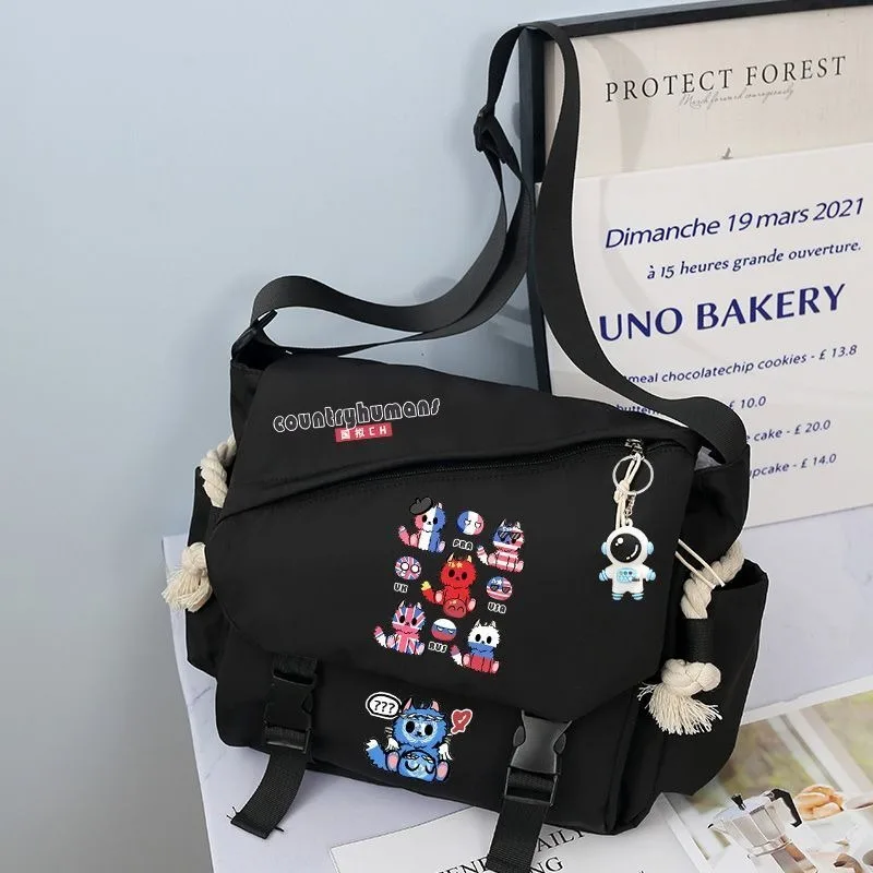 Black White, CountryHumans, Country Humans Countryball Polandball, Anime Messenger Crossbody Shoulder Bags School Girls Boys