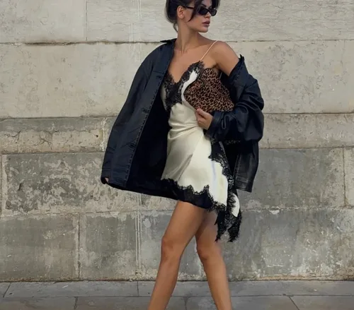 Imagen 2 del producto KONDALA-minivestido de encaje versátil para Mujer, Vestido corto asimétrico, moda de verano y otoño, para fiesta, cena, vacaciones en la playa, 2025