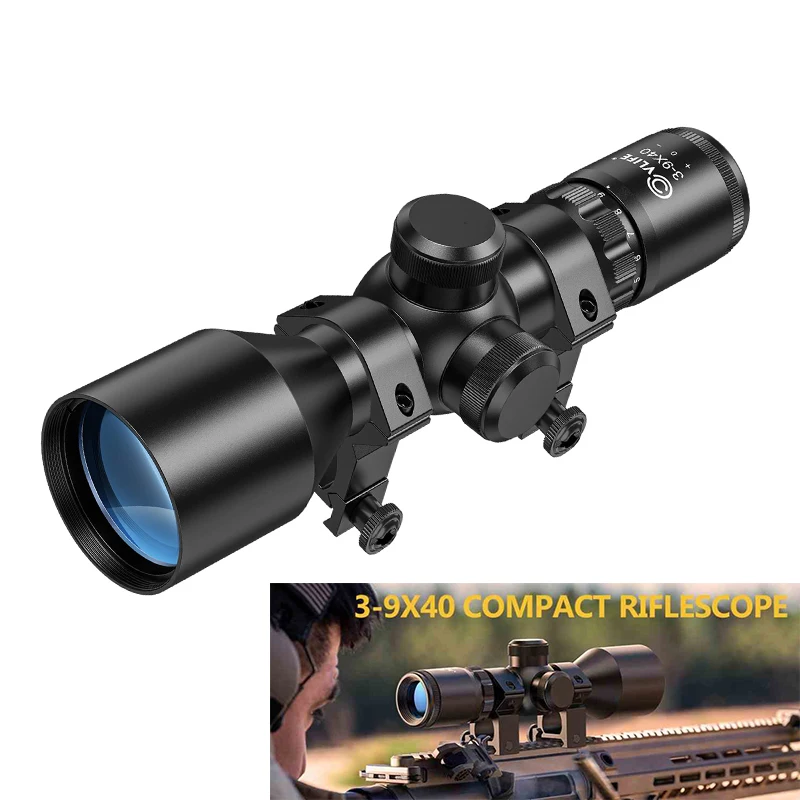 

Rifle Scope 3-9x40 Mil-dot Reticle Crosshair Reticle with Mounts for Quick Aiming 20mm Picatinny