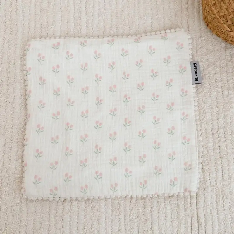 Q22D Kids Print Face Cloth Soft Saliva-Towel Non-Shedding Bibs Kindergarten Washcloth