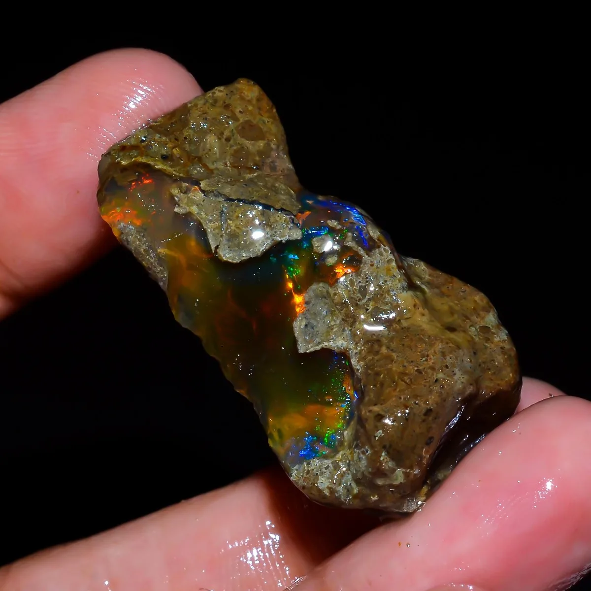 25-80CT Ethiopian Opal Natural Rough Fire Flash Crystal Stone Jewelry Making Randomly Selected One