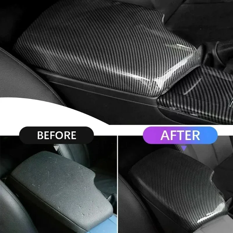 Für F30 F32 3er 4er Serie 2013-2019 ABS Carbon-Faser-Muster Schwarze Farbe Mittelkonsole BMW Armlehnen-Aufbewahrungsbox Schutzabdeckung – Detail 2