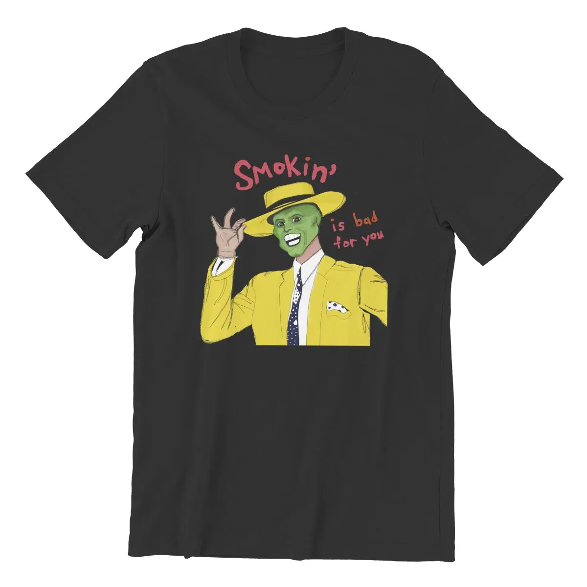 Men's Jim Carrey the Mask   Smoking is bad for you Funny T Shirts for men 100% Cotton Clothing Fun 4XL 5XL T-Shirt