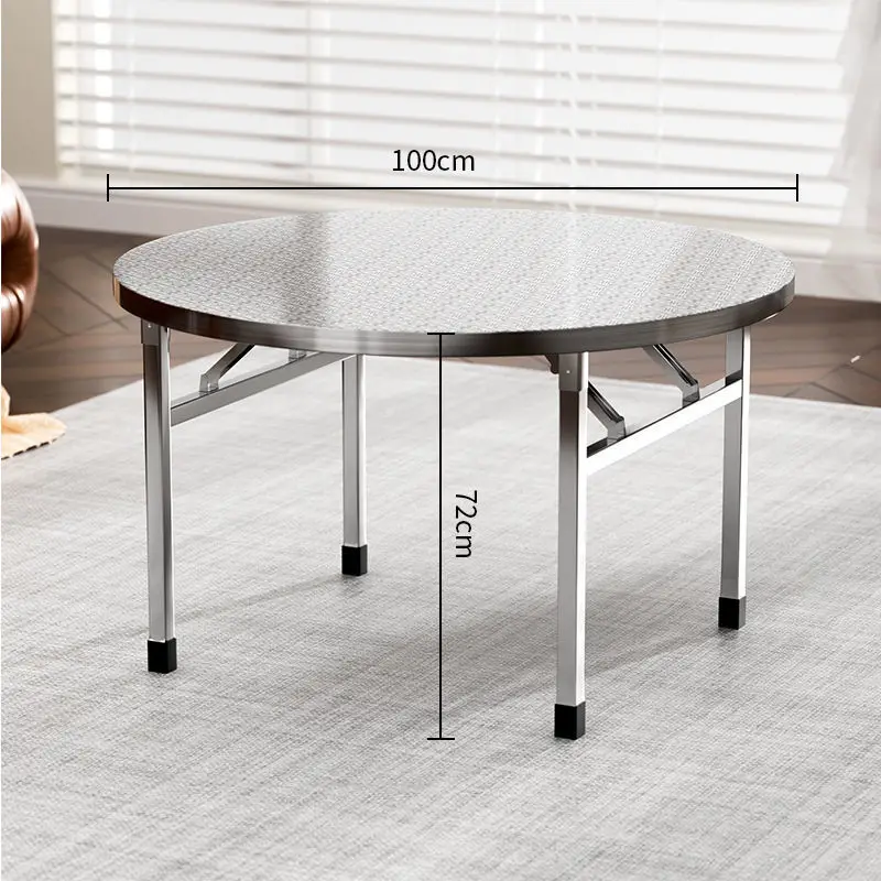 304 stainless steel table is extra thick, foldable round table to set up stalls for diners, and stainless steel table with large