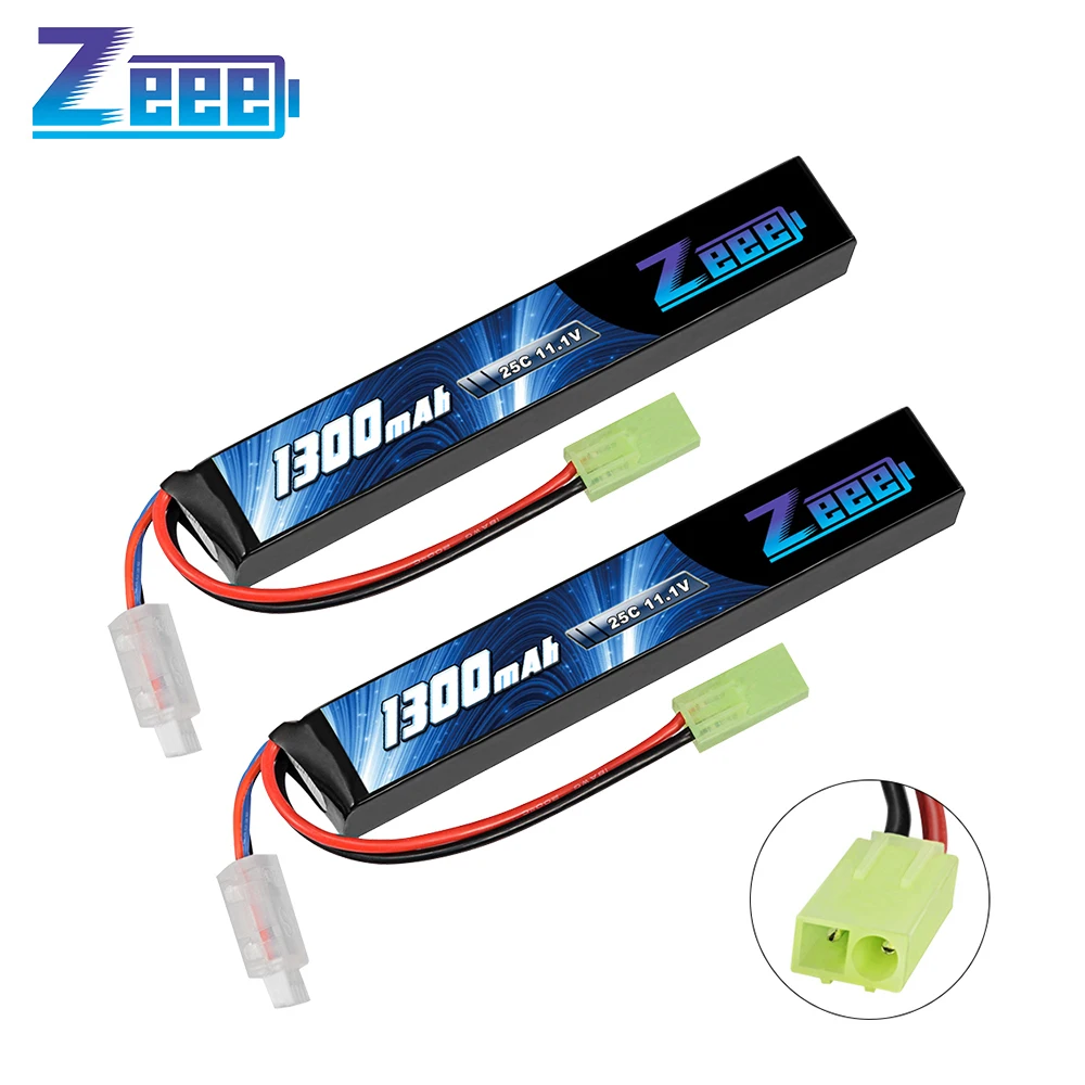 1/2Units Zeee Airsoft Battery 3S 11.1V 25C 1300mAh Stick Battery with Mini Tamiya Plug for Airsoft Guns Rifle Lipo Battery Parts