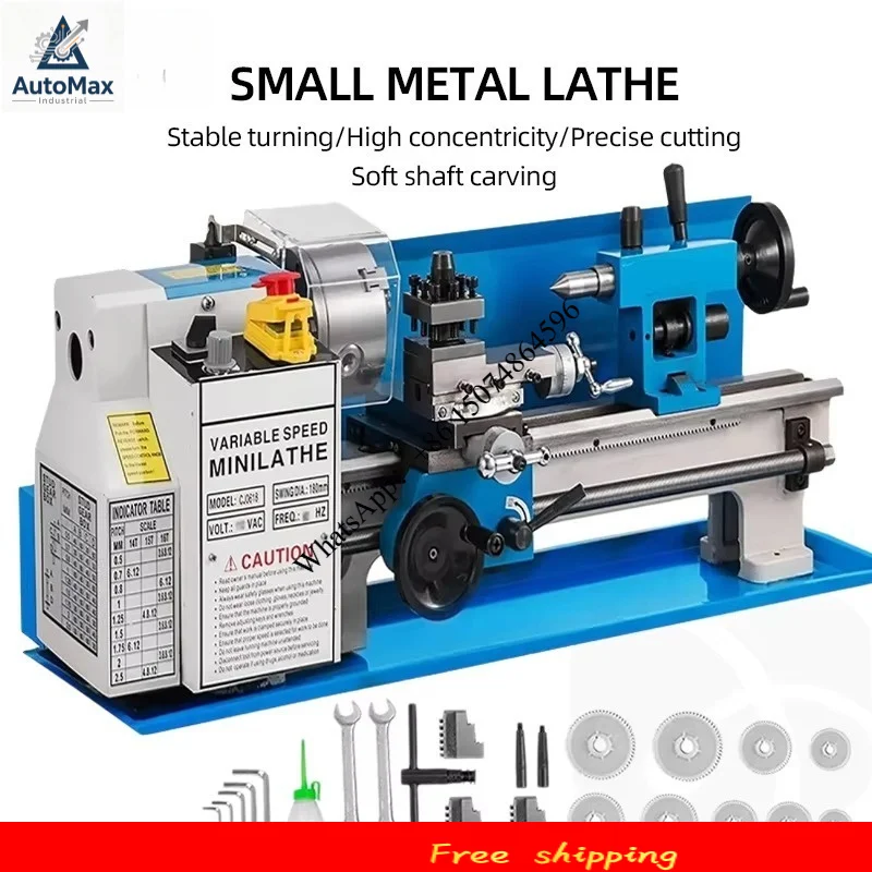 Mini Metal Lathe Machine 0-2500 RPM Variable Speed Bench Top Benchtop Mini Lathe Wth 4