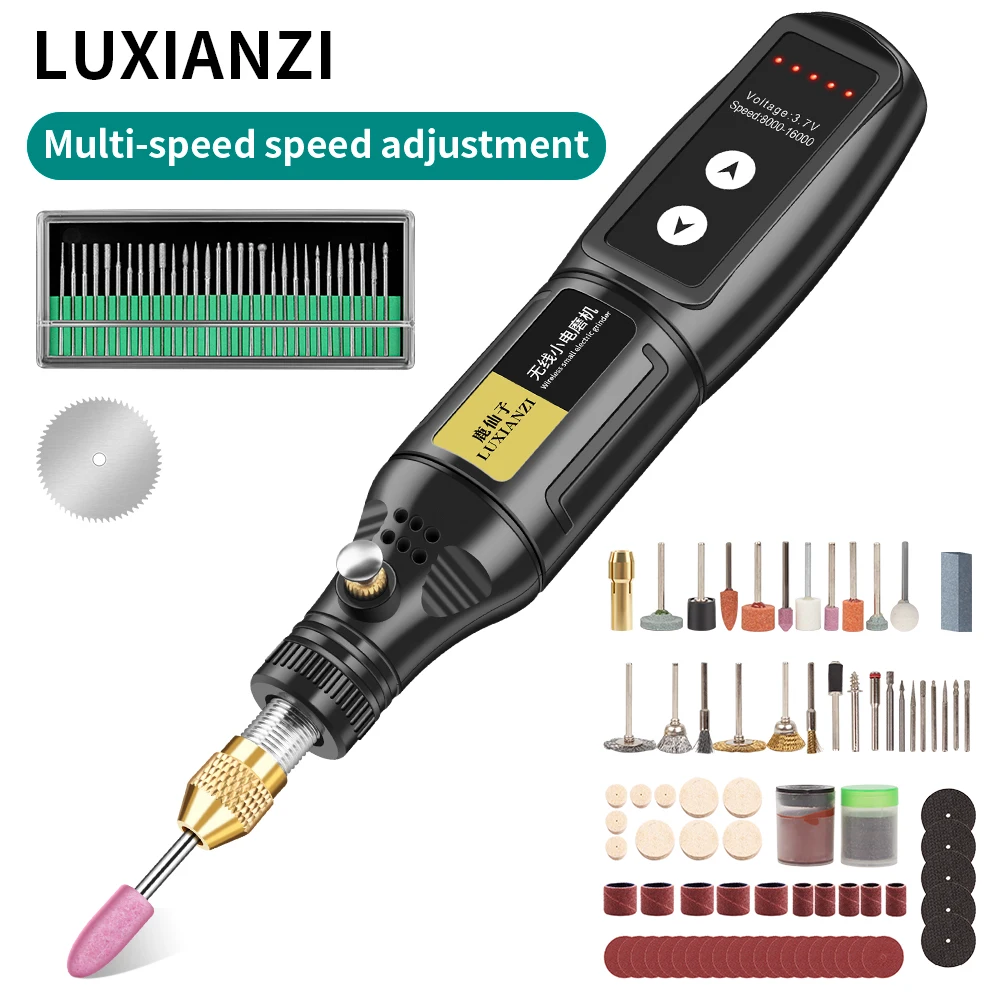 LUXIANZI Wireless Electric Drill USB Engraver Pen Kit Woodworking Jade Carving Grinder Polishing Rotary Tool Mini Handheld Drill