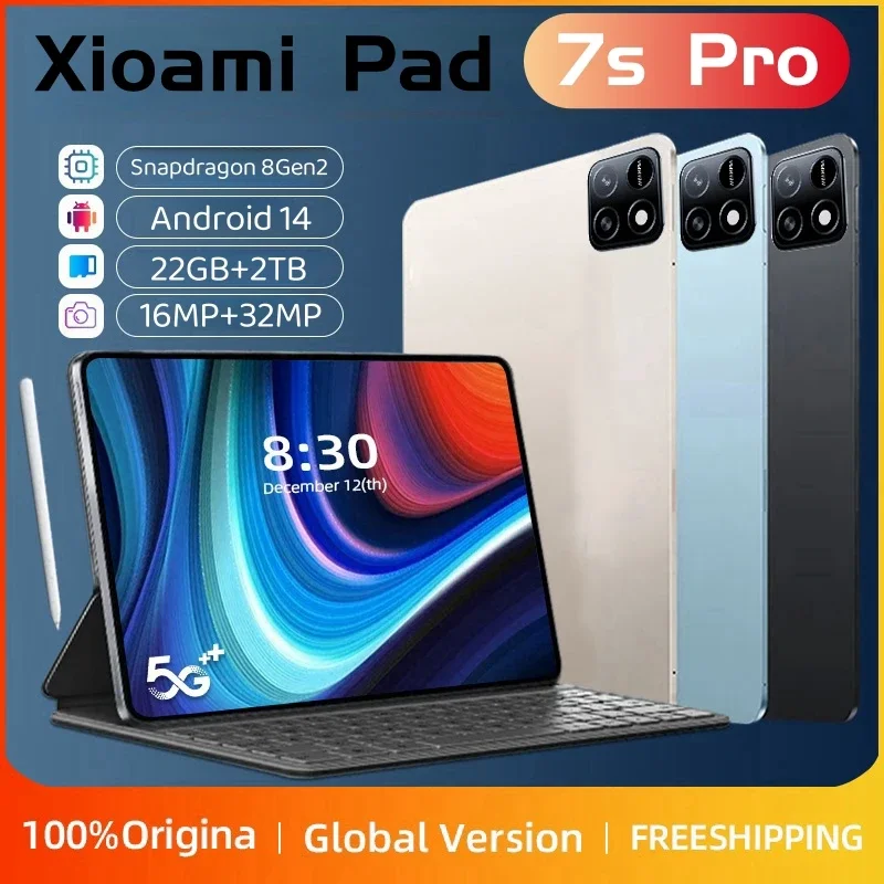 2025 Global Mi 11 inch tablet Android 14 Pad 7S Pro 16GB 1TB Snapdragon 8 Gen2 4K HD 5G WIFI Bluetooth WPS 20000mAh tablets Tab