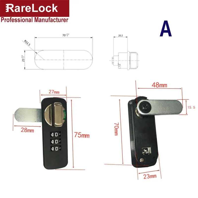 Three Position Mechanical Code Lock Keyless File Cabinet Drawer Cabinet Safe Deposit Box Cashbox Lock Hardware Rarelock MA035 B