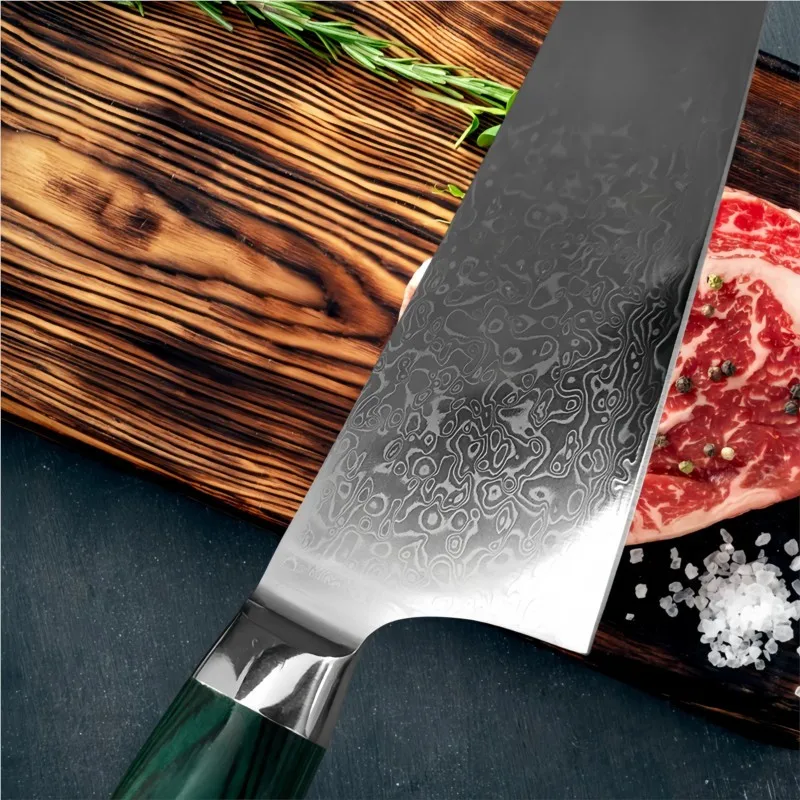 Damascus Steel Nakiri Knife Kitchen Meat Cleaver Slicing Boning Barbecue Cutting Sushi Knife Full Tang Balanced Handle Kitchen - view 4