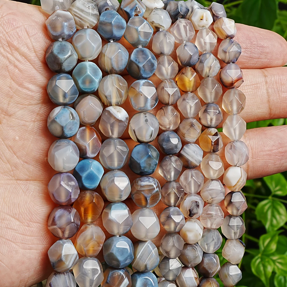 Natural Star Cut Faceted Multicolor Botswana Agate Beads Gemstone Full Strand Loose Beads 15