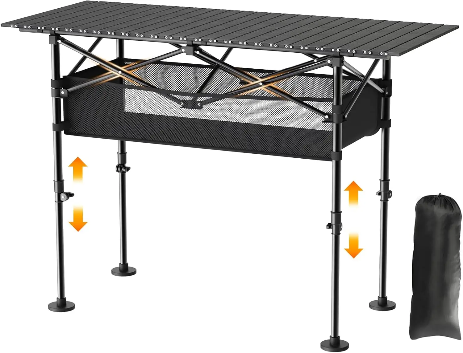 

Camping Table with Adjustable Height, Portable Folding Aluminum Table for Outdoor BBQ and Picnic