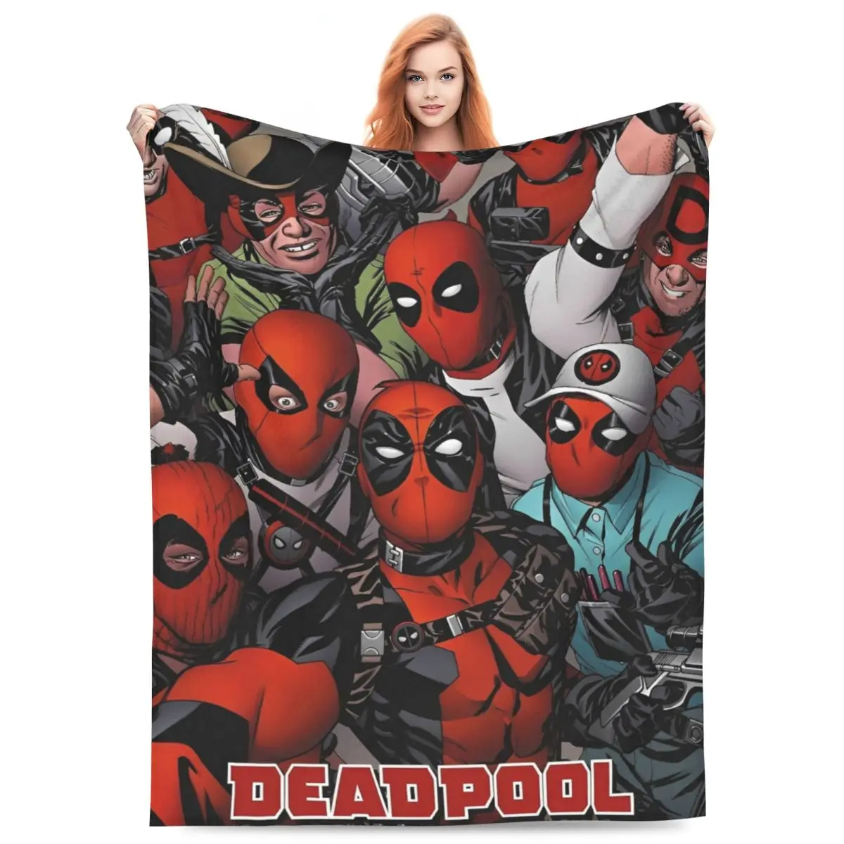 Trends Comics Deadpool Faces Wall Plush Blankets Children Flannel Throw Blanket For Couch Chair Warm Quality Bedspread Gift Idea