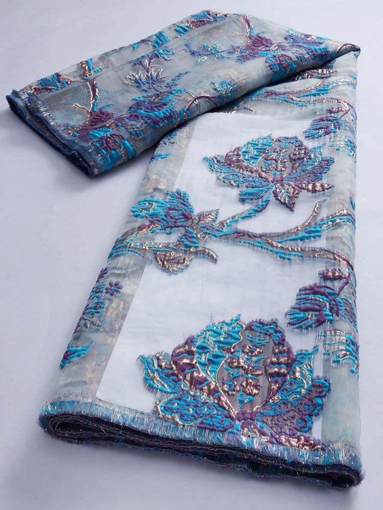 African Gild Jacquard Lace Fabric 2.5Yards Embroidered 2022 French Nigerian Brocade Jacquard Lace Fabric For Women Wedding Party