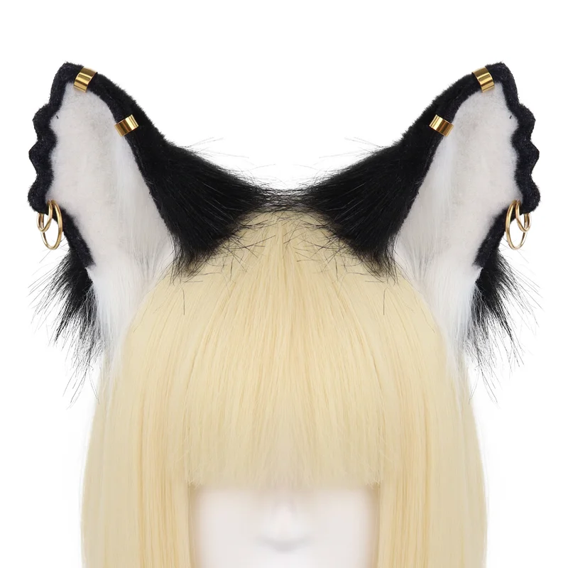 LumiParty Demon Wolf Ear Headband Plush Ear Headband for Halloween Cosplay Lolita Costume Accessory