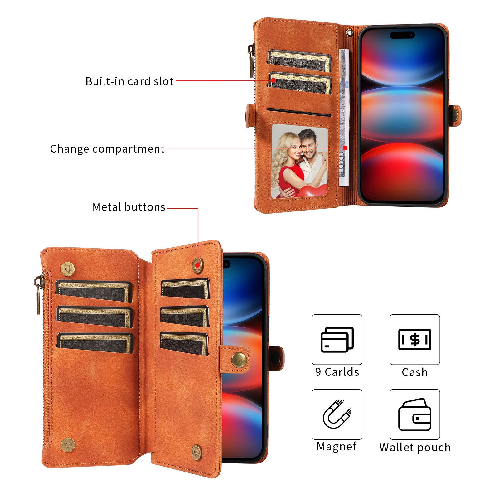 Flip Case for iPhone 17 16 15 14 13 12 11 Pro Max X XS PLUS AIR  Wallet Leather Cards Phone Bags