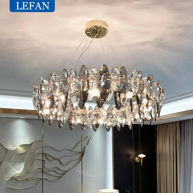 Imagem -02 - Luxo Moderno Lustres de Cristal Lustre Interior Lâmpada Pingente para Sala de Estar Art Decor Luz Pendurada Iluminação Led E14