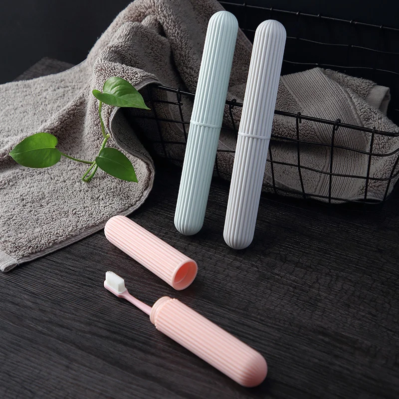 Multi-Function Toothbrush Case With Cover Portable Outdoor Travel Tooth Brush Dust-Proof Protect Box Household Commodities Pink