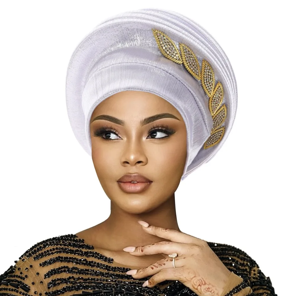 

Легкие дышащие африканские головные уборы-тюрбаны Leaves Diamonds Spiral, роскошные тюрбаны, головные уборы из Нигерии для женщин
