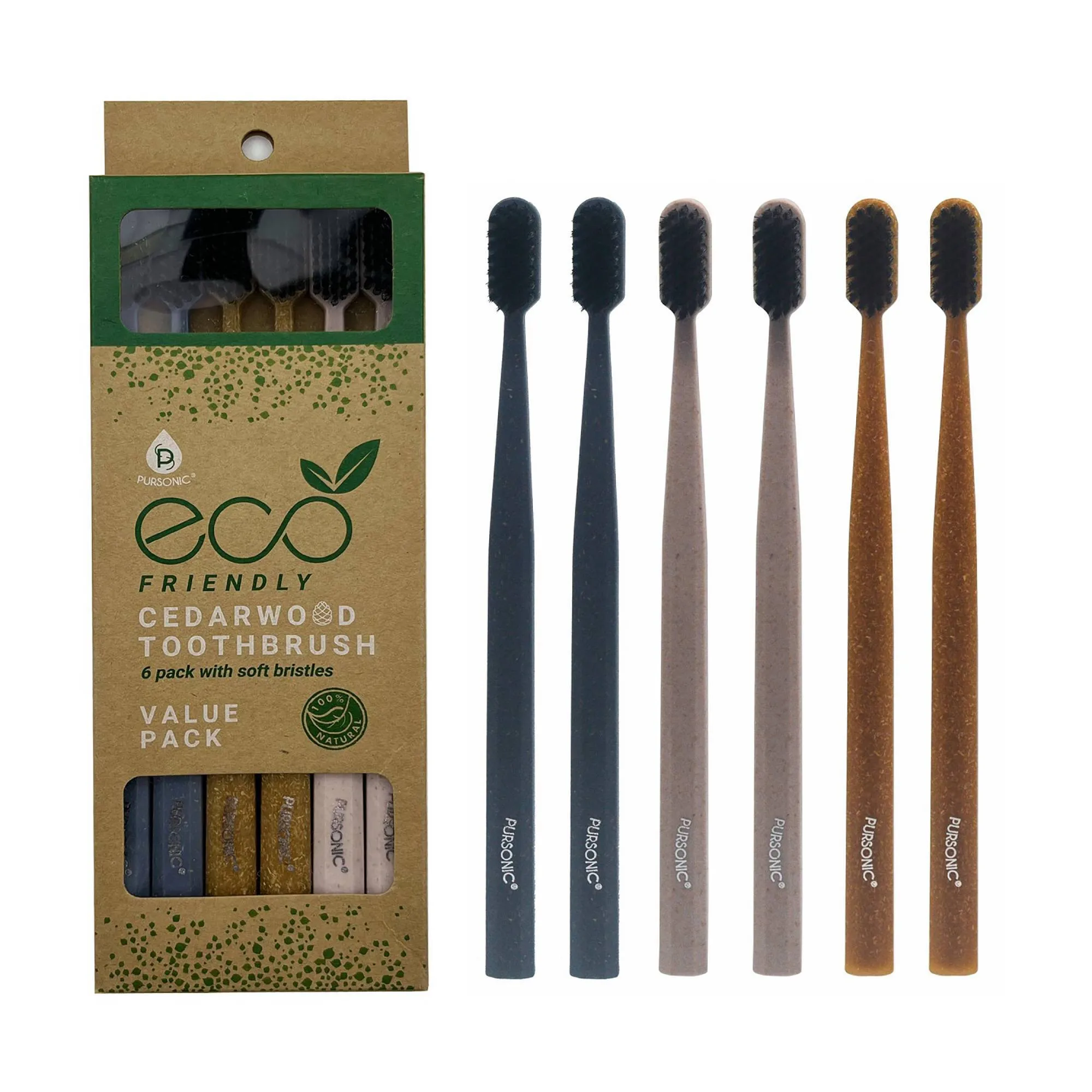 6ct Eco Friendly Cedarwood Soft Bristle Manual Toothbrushes For Travel Home Oral Care Gentle Cleaning