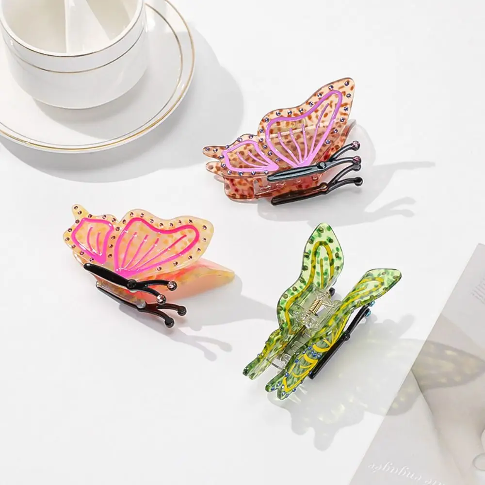 الحلو فراشة خلات مشبك شعر الكورية نمط عالية ذيل حصان كليب حمض الخليك مشبك شعر العصرية الملونة الفرنسية القرش كليب النساء