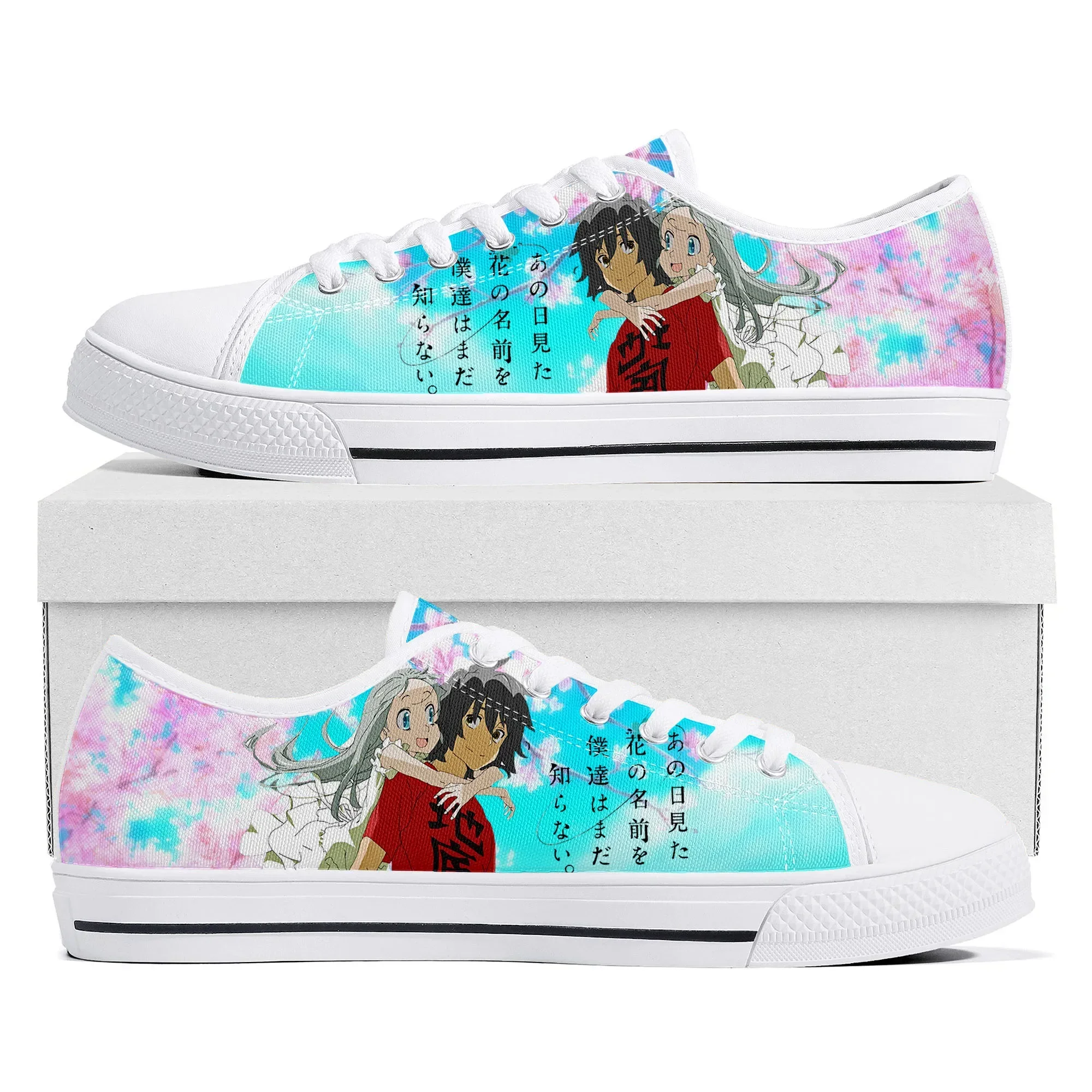 AnoHana The Flower We Saw That Day Low Top Sneakers Mens Womens Teenager High Quality Canvas Sneaker Casual Couple Custom Shoes