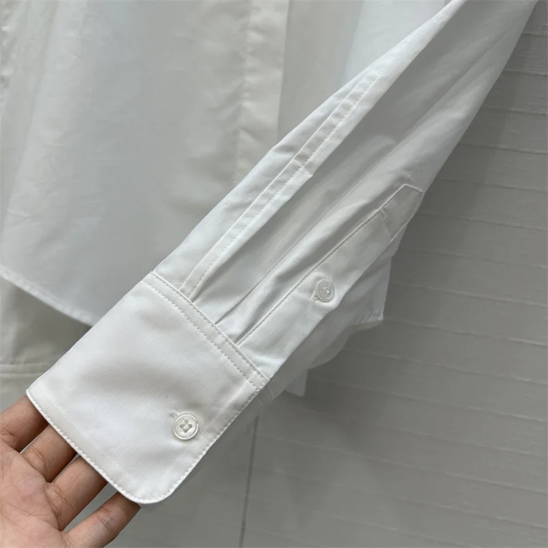 Camicia da donna Nuovo autunno 2025 monopetto slim fit top a maniche lunghe Camicetta da donna in puro cotone di alta qualità Abbigliamento da donna