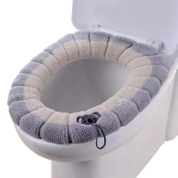 Four Season Toilet Seat Cover Closestool Mat Washable Bathroom Accessories Knitting Pure Color Soft O-shape Pad Bidet Covers