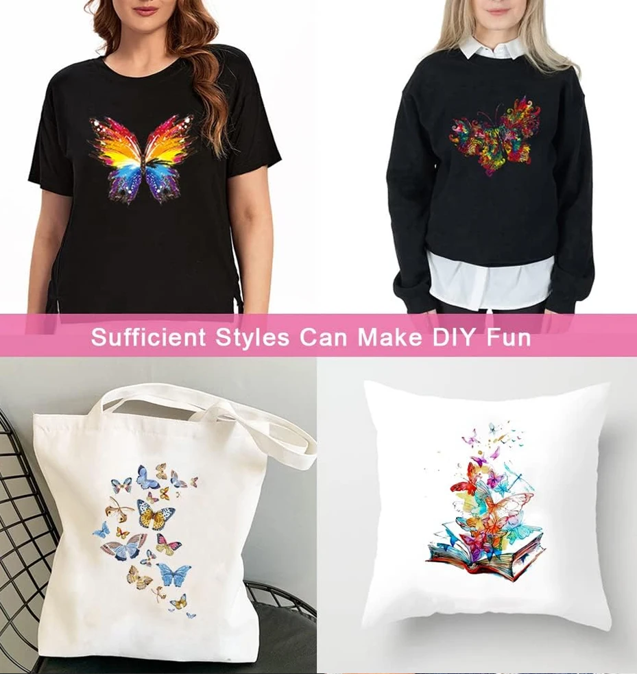 Colorful Butterfly Heat Transfer Patches Iron On Vinyl Stickers for T-Shirt Hoodie DIY Clothing Decoration Washable Applique view 3