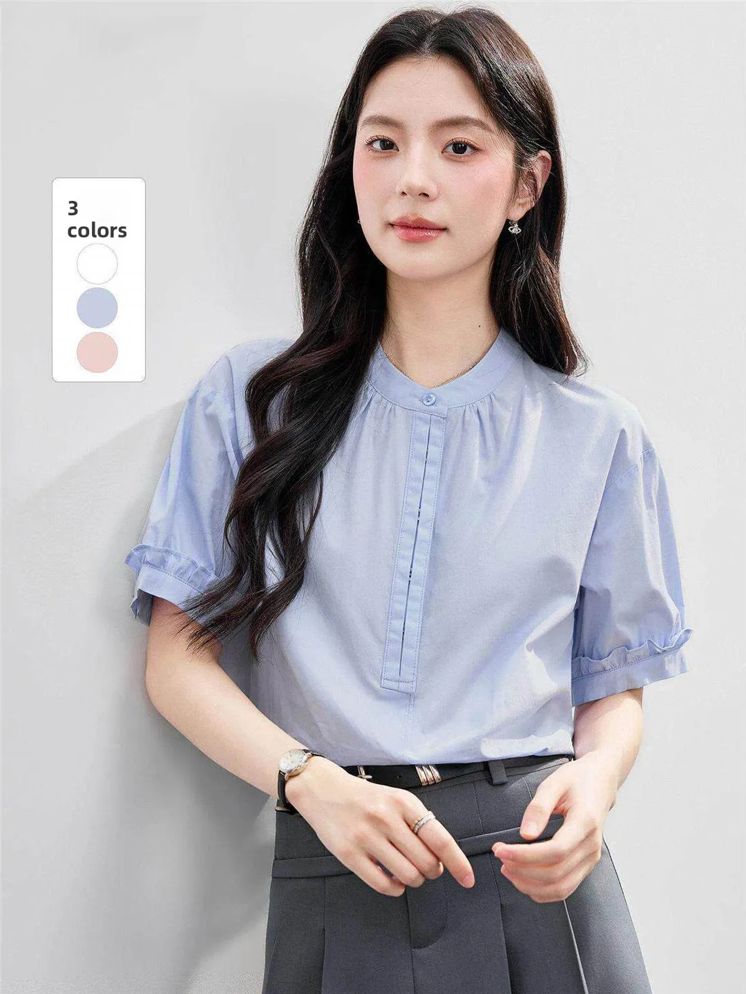 

Women's Short Sleeve Shirt Casual Commute Professional Style Spring Summer New Fashion College Student Ensemble Set