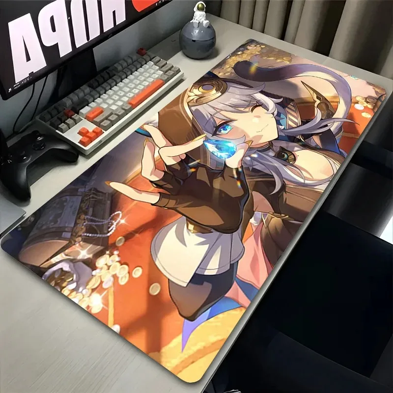 لوحة الماوس أنيمي ملحقات الألعاب ألعاب الكمبيوتر Honkai Star Rail Cipher لوحة المفاتيح القط فتاة سطح المكتب حصيرة Kawaii Mousepad