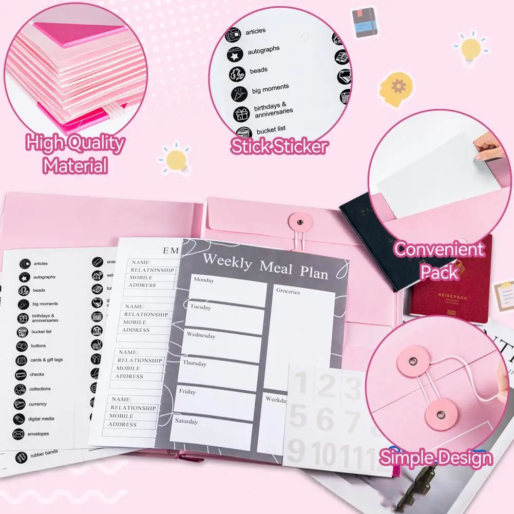 Tear Resistant Document Organizer Paper File Folder Multi-layer File Bag Holder with Labels Stickers Tear-resistant for Papers