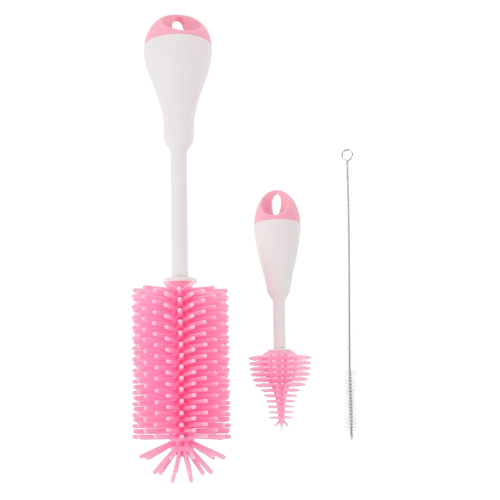3Pcs Premium Food Grade Silicone Bottle Brush Set Long Handle Cup Cleaning Brush Ergonomic Comfortable Non Scratching