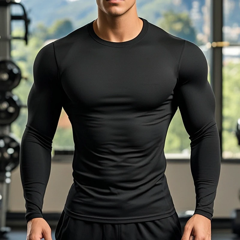 Men's Compression Shirts Autumn Long Sleeve Workout Gym T-Shirts Running Tops Cool Quick Dry Sports Baselayer Undershirts