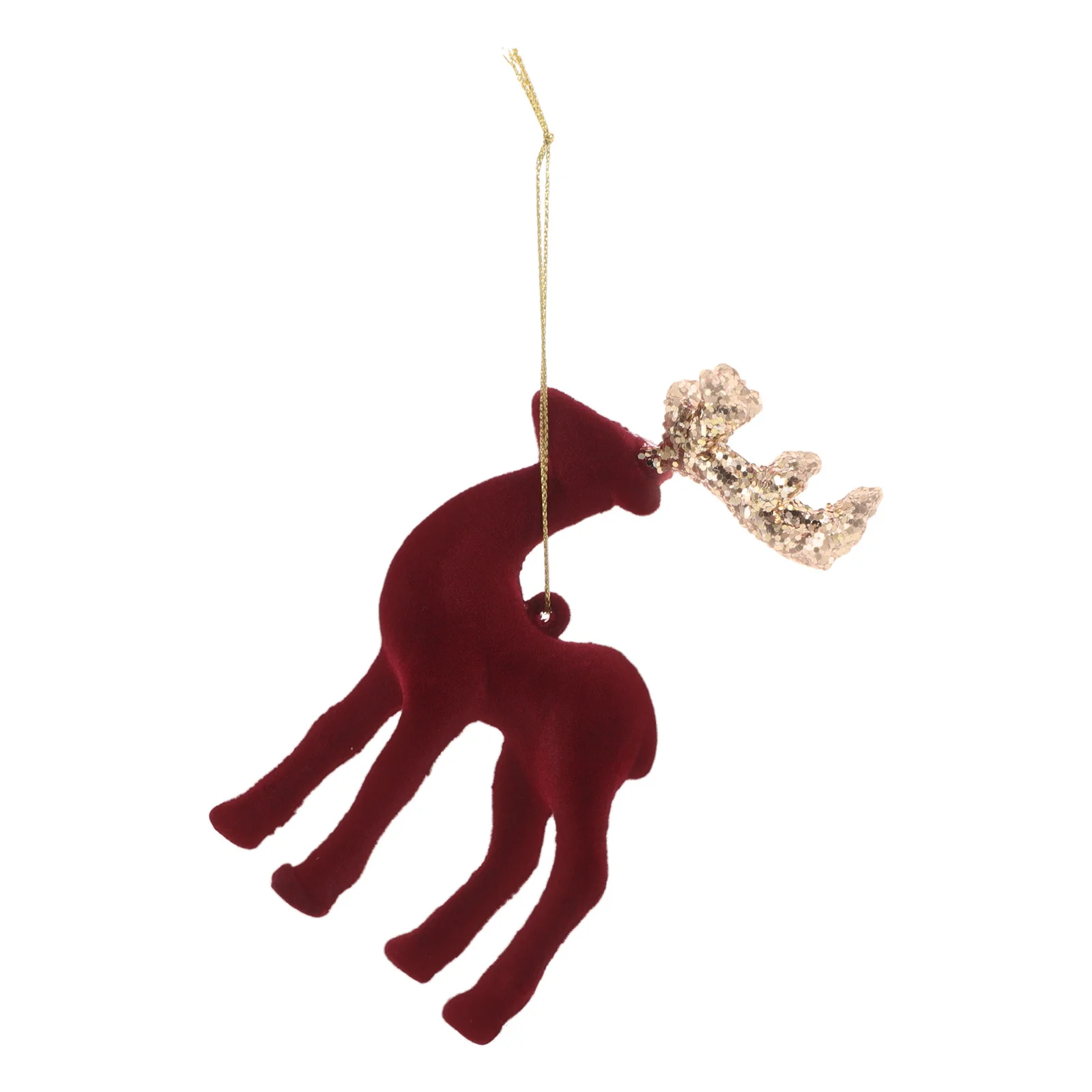 

Christmas Reindeer Hanging Decor Glitter Flocking Elk Statue Lifelike Deer Ornament Tabletop Xmas Tree Pendant Winter Holiday