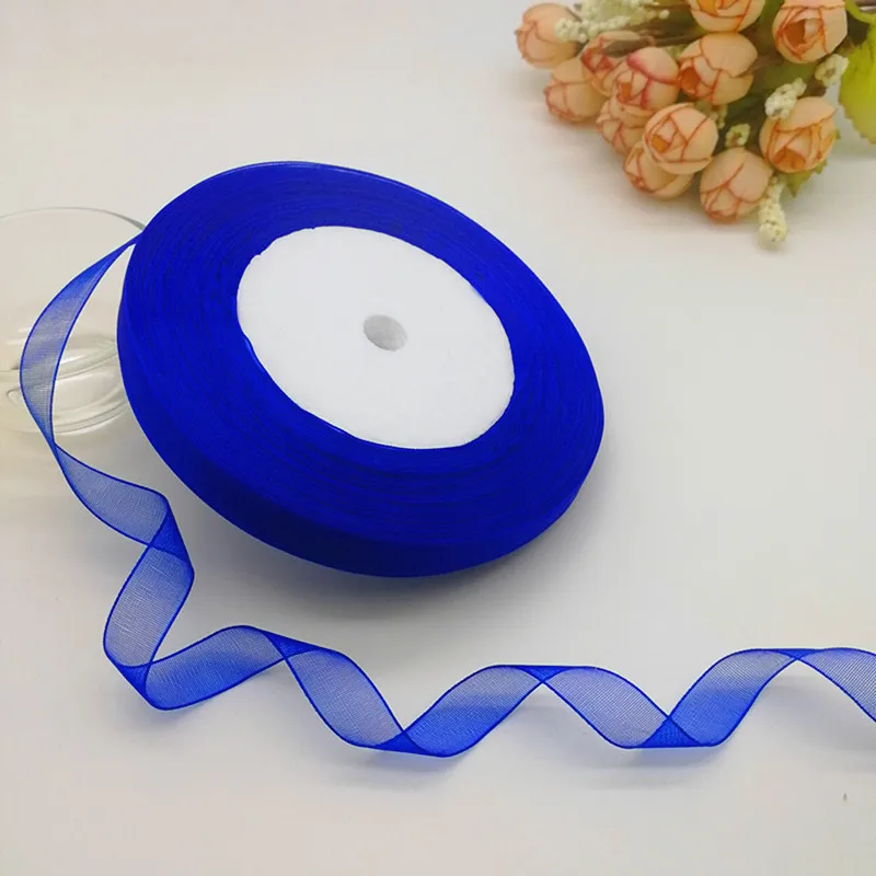 50 Yards 10/20/25mm Width Spool Satin Edge Sheer Organza Ribbon 17 colors DIY Organza Tissu