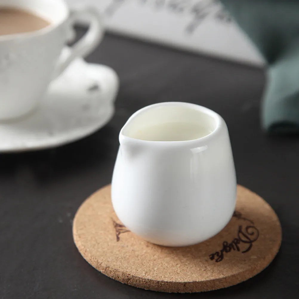 4Pcs Milk Jugs Ceramic Coffee Shop Milk Pots for Espresso Syrup Dispenser Creamer Pitcher Sauce Holder White Syrup Dispenser
