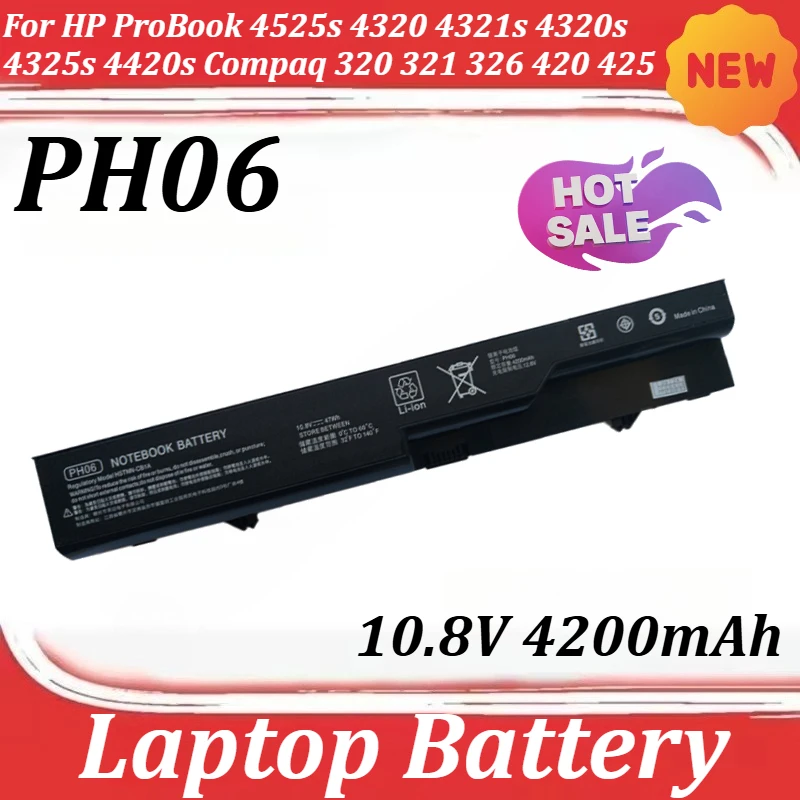

Аккумулятор PH06 10.8V 4200mAh для HP ProBook 4525s 4320 4321s 4320s 4325s 4420s Compaq 320 321 326 420 425 621 620 625 593572-001