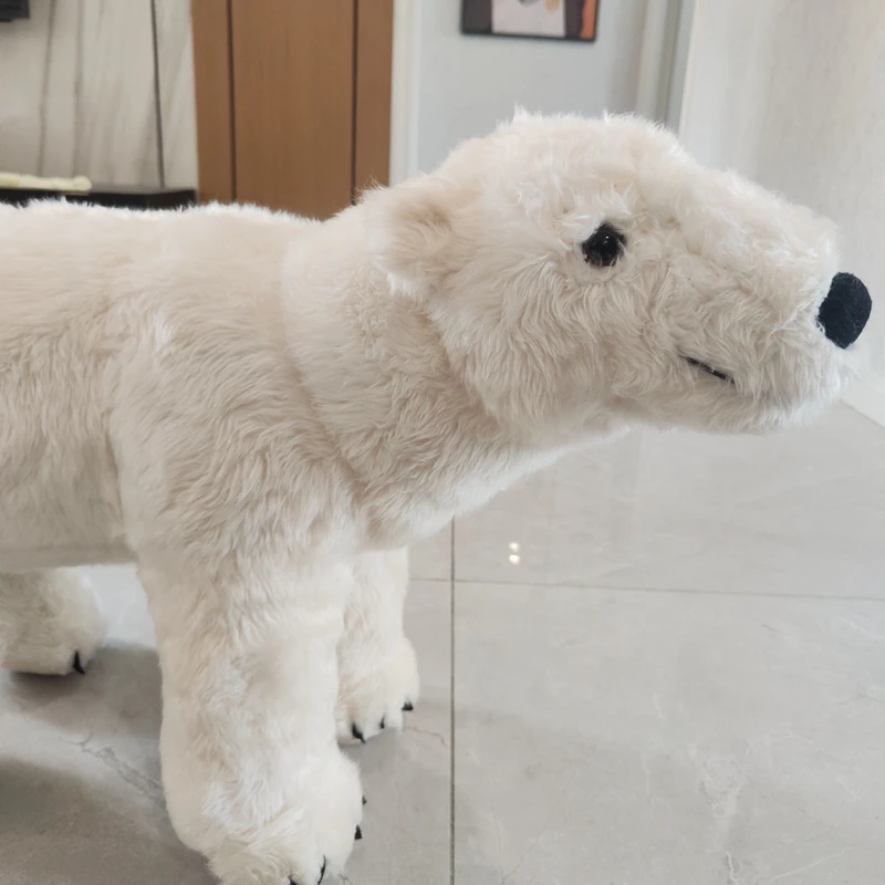 Simulação criativa animal urso polar footstool sofá grande animal bonito urso branco brinquedo de pelúcia menina presente decoração 75x44cm dy10241